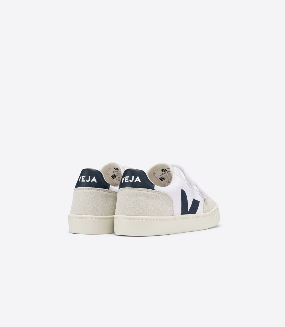 Veja Trainers Kids White/Beige - V-12 Velcro Canvas - MREH-02549